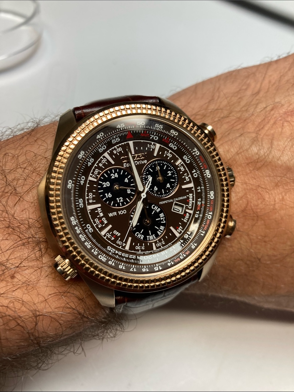 Citizen Eco Drive, rose gold tone, E820-S068941, leather strap